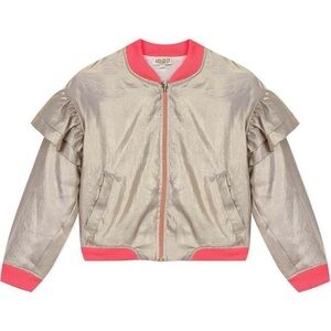 Keno Kids Gold Tone Bomber Jacket - Size 10